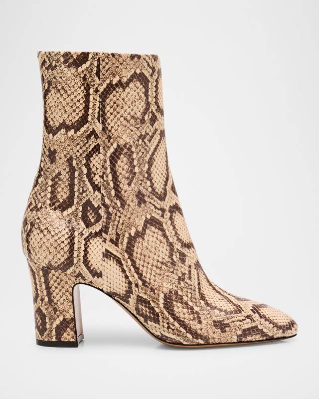 Lavinia Snake-Embossed Leather Ankle Boots